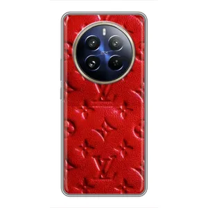 Текстурный Чехол Louis Vuitton для Реалми 12 Про Плюс (Красный ЛВ)