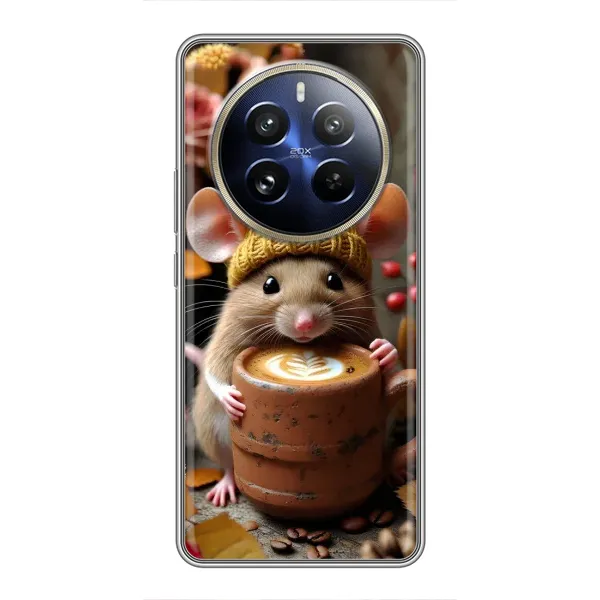Чехол с рисунком «Мышка с кофе» для Realme 12 Pro Plus Чехол с рисунком «Мышка с кофе» для Realme 12 Pro Plus