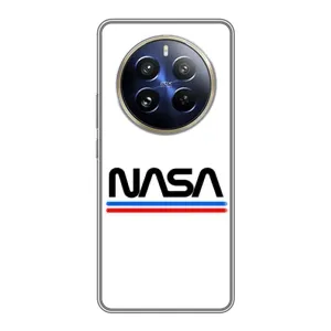Силиконовый бампер с принтом "Наса" на Realme 12 Pro Plus (NASA на белом фоне)