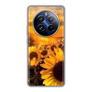 Чехол с Цветами для Realme 12 Pro Plus (поле подсолнухов)