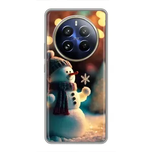 Чехлы на Новый Год Realme 12 Pro Plus (Снеговик праздничный)
