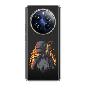 Силиконовый чехол с картинкой "Герой Pubg" на Realme 12 Pro Plus (В огне)