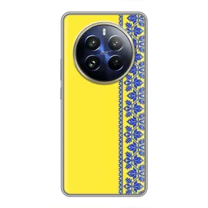 Силиконовый Чехол на Realme 12 Pro Plus (Вышиванка на желтом)