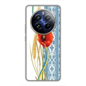 Силиконовый Чехол на Realme 12 Pro Plus с картинкой Вышиванки (Вышиванка с цветком)