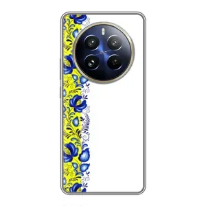 Силиконовый Чехол на Realme 12 Pro Plus с картинкой Вышиванки (Желто-синяя вышиванка)