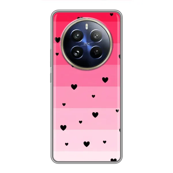 Чехол с рисунком «Чорные сердечки» для Realme 12 Pro Чехол с рисунком «Чорные сердечки» для Realme 12 Pro