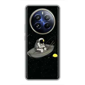 Силиконовый Чехол с принтом "Космонавты" на Realme 12 Pro (Космонавт на рыбалке)