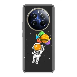 Силиконовый Чехол с принтом "Космонавты" на Realme 12 Pro (Космонавт с шариками)
