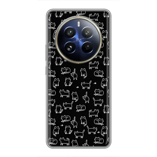 Чохол з малюнком «Котики на чорному» для Realme 12 Pro Чохол з малюнком «Котики на чорному» для Realme 12 Pro