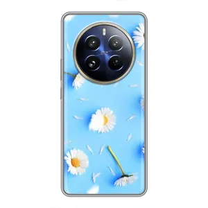 Чохол з Квітами для Realme 12 Pro (ромашки на блакитному)