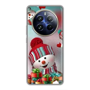 Чехлы на Новый Год Realme 12 Pro (Снеговик в шапке)