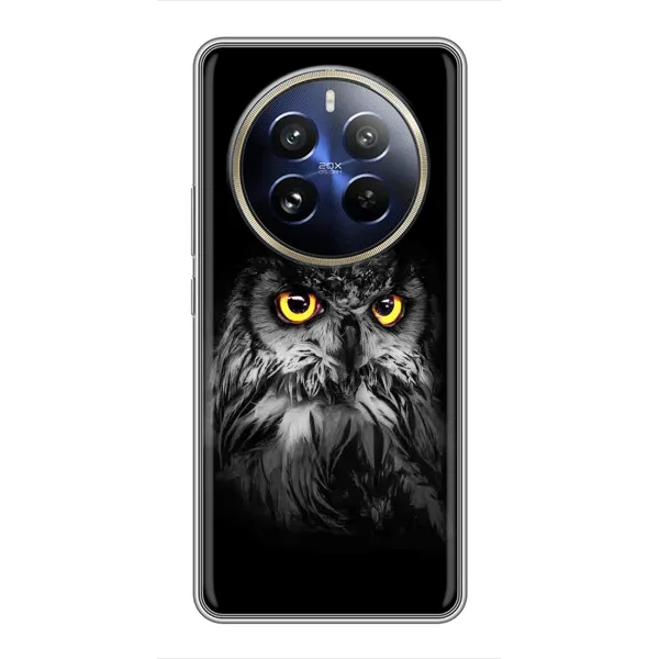 Чехол с рисунком «Сова на чёрном» для Realme 12 Pro Чехол с рисунком «Сова на чёрном» для Realme 12 Pro