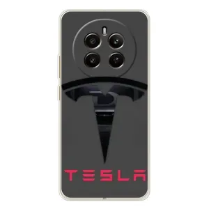 Силиконовый бампер с картинкой машины на RealMe 12 (Logo TESLA)