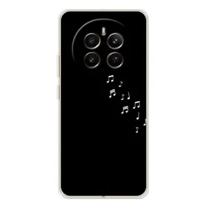 Чехол с картинками на черном фоне для Realme 13 4G (Ноты)