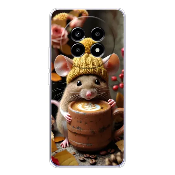 Чехол с рисунком «Мышка с кофе» для Realme 13 Pro Plus Чехол с рисунком «Мышка с кофе» для Realme 13 Pro Plus