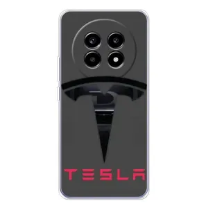 Силиконовый бампер с картинкой машины на Realme 13 Pro (Logo TESLA)