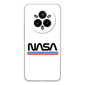 Силиконовый бампер с принтом "Наса" на Realme 14 Pro 5G (NASA на белом фоне)
