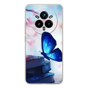 Силиконовый бампер с картинкой животных для Realme 14 Pro Plus (Бабочка синяя)