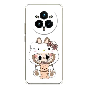 Чехол с принтом Лабубу для Realme 14 Pro Plus (Белый Лабубу)