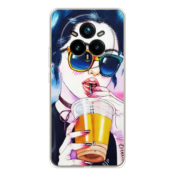 Чехол с рисунком «Девушка с коктейлем» для Realme 14 Pro Plus