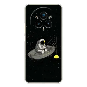 Силиконовый Чехол с принтом "Космонавты" на Realme 14 Pro Plus (Космонавт на рыбалке)