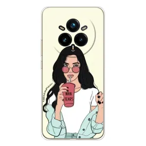 Силиконовый Чехол на Realme 14 Pro Plus с картинкой Стильных Девушек (С напитком)