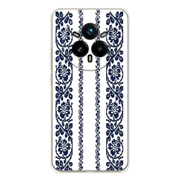Чехол с рисунком «Синяя вышиванка» для Realme 14 Pro Plus