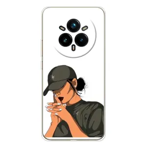 Силиконовый Чехол на Realme 14 Pro Plus с картинкой Стильных Девушек (В зеленом)