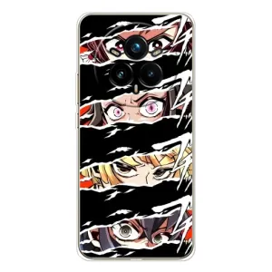 Силиконовые чехлы с глазами Anime для Реалми 14 Про (Глаза на чорном)