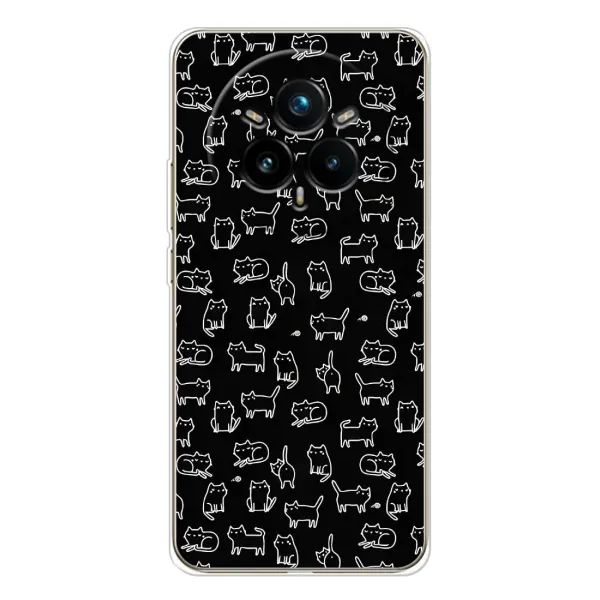 Чехол с рисунком «Котики на черном» для Realme 14 Pro 5G Чехол с рисунком «Котики на черном» для Realme 14 Pro 5G