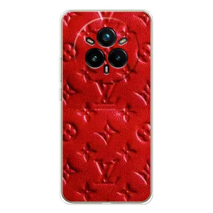 Текстурный Чехол Louis Vuitton для Реалми 14 Про (Красный ЛВ)