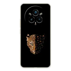 Чехол с леопардовым принтом на Realme 14 Pro (Леопард на черном)