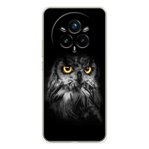 Чохли з принтом СОВИ для Realme 14 Pro (Сова на чорному)