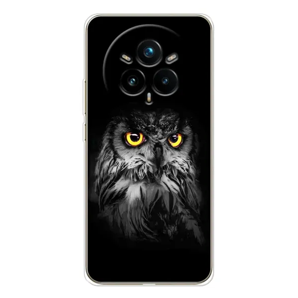 Чехол с рисунком «Сова на чёрном» для Realme 14 Pro 5G Чехол с рисунком «Сова на чёрном» для Realme 14 Pro 5G