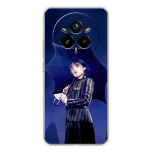 Чехлы с принтом Уэнсдей на Realme 14 Pro (Уэнсдей с зонтом)