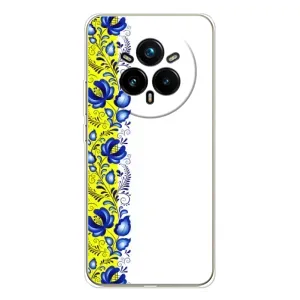 Силиконовый Чехол на Realme 14 Pro с картинкой Вышиванки (Желто-синяя вышиванка)