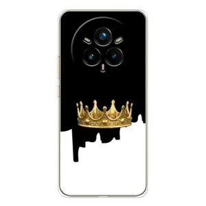 Чехол (Корона на чёрном фоне) для Реалми 14 Про (Золотая корона)