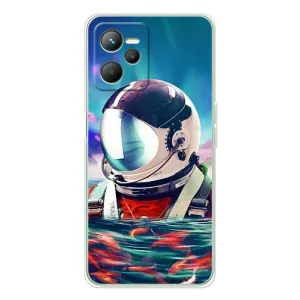 Силиконовый Чехол с принтом "Космонавты" на Realme 14 (Космонавт в воде)