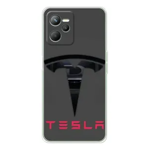 Силіконовий бампер з картинкою машини на Realme 14 (Logo TESLA)