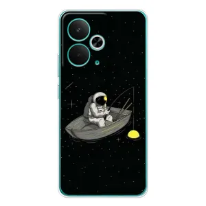 Силіконовый Чохол з принтом "Космонавти" на Realme 14T (Космонавт на рибалці)