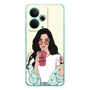 Силиконовый Чехол на Realme 14T с картинкой Стильных Девушек (С напитком)