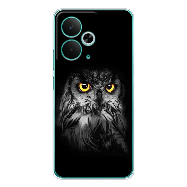 Чехол с рисунком «Сова на чёрном» для Realme 14T Чехол с рисунком «Сова на чёрном» для Realme 14T