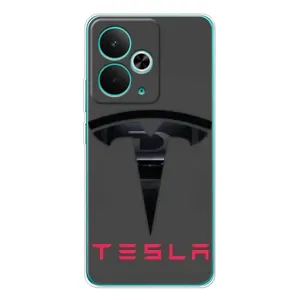 Силіконовий бампер з картинкою машини на Realme 14T (Logo TESLA)