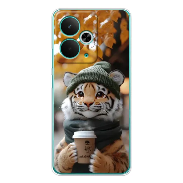 Чехол с рисунком «Тигр с кофе» для Realme 14T Чехол с рисунком «Тигр с кофе» для Realme 14T