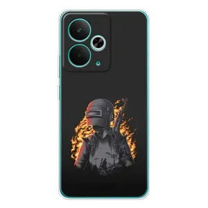Силиконовый чехол с картинкой "Герой Pubg" на Realme 14T (В огне)