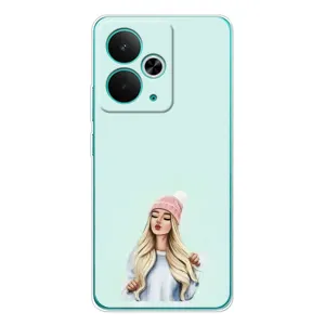 Силиконовый Чехол на Realme 14T с картинкой Стильных Девушек (В шапке)