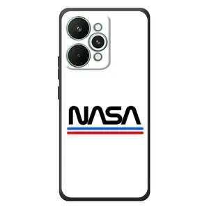 Силиконовый бампер с принтом "Наса" на RealMe 15 Pro (NASA на белом фоне)