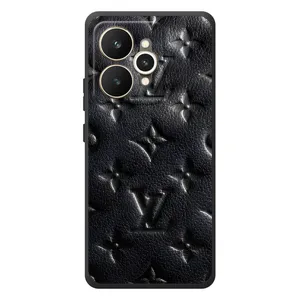 Текстурный Чехол Louis Vuitton для Реалми 15 (Черный ЛВ)