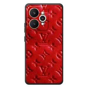 Текстурный Чехол Louis Vuitton для Реалми 15 (Красный ЛВ)