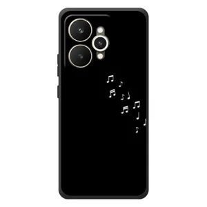 Чехол с картинками на черном фоне для Realme 15 (Ноты)